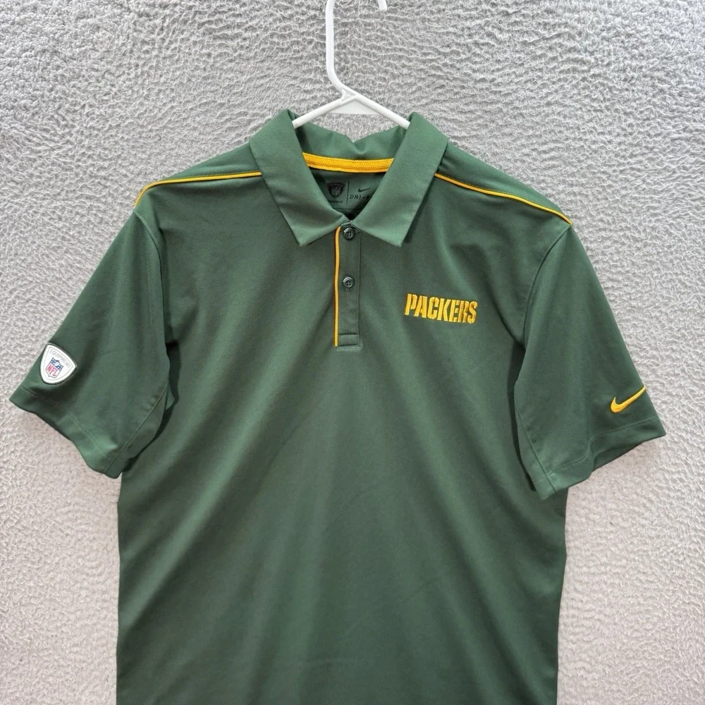 Green Bay Packers Shirt Adult Medium Green Polo Nike Dri Fit Performance Stretch